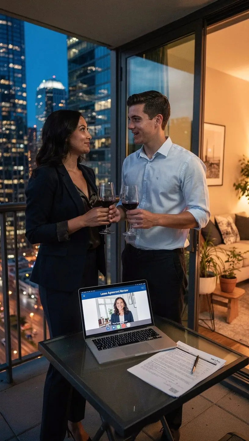 Современный дом с ярким фасадом, окруженный зелеными деревьями.